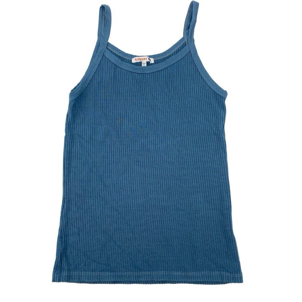 Sundry Size 2 / Medium Strappy Ribbed Tank Top Blue